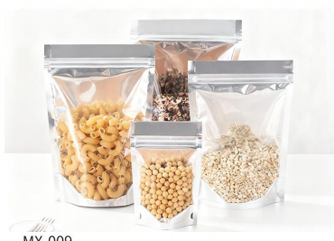 Stand Up Aluminium Foil Clear Zipper Bag